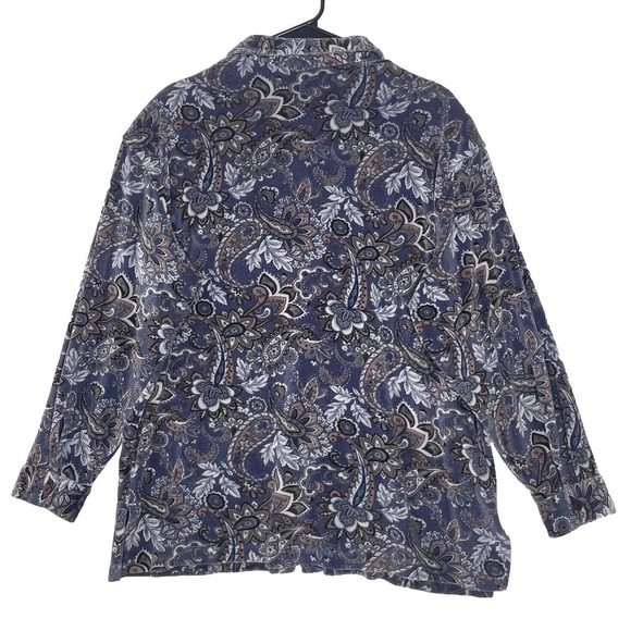 Vintage Velvet Paisley Jacket Womens Size L Blue Boho Western Art Teacher Top - Picture 2 of 8